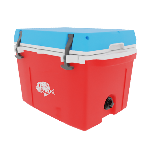 Taiga 27 Quart Red Cooler with Light Blue Lid – Durable Marine Ice Chest Built for the Water