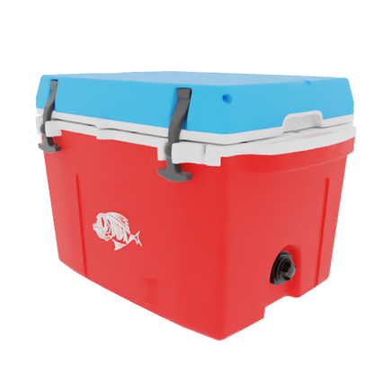 Taiga 27 Quart Red Cooler with Light Blue Lid – Durable Marine Ice Chest Built for the Water