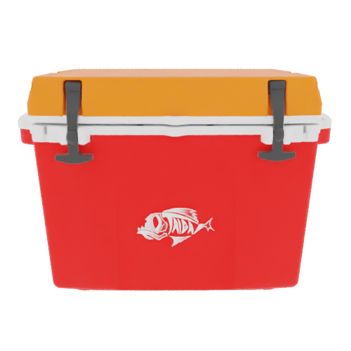 Taiga 27 Qt Boating Ice Chest – Red Base, Orange Lid – USA Made