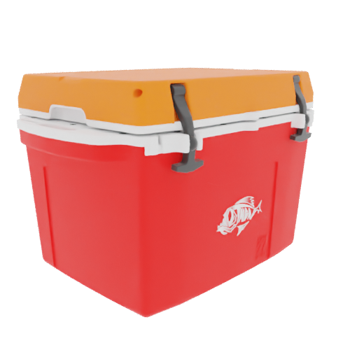 Taiga 27 Qt Boating Ice Chest – Red Base, Orange Lid – USA Made