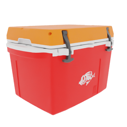 Taiga 27 Qt Boating Ice Chest – Red Base, Orange Lid – USA Made
