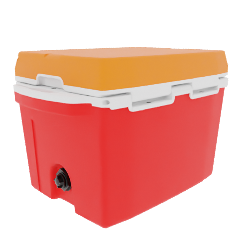 Taiga 27 Qt Boating Ice Chest – Red Base, Orange Lid – USA Made