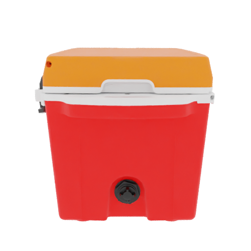 Taiga 27 Qt Boating Ice Chest – Red Base, Orange Lid – USA Made