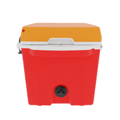 Taiga 27 Qt Boating Ice Chest – Red Base, Orange Lid – USA Made