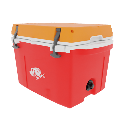 Taiga 27 Qt Boating Ice Chest – Red Base, Orange Lid – USA Made