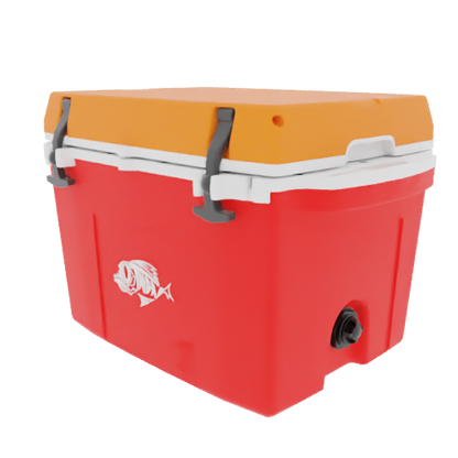 Taiga 27 Qt Boating Ice Chest – Red Base, Orange Lid – USA Made