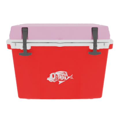 Taiga 27 Quart Red Cooler with Pink Lid – Rugged Camping & Hunting Ice Chest