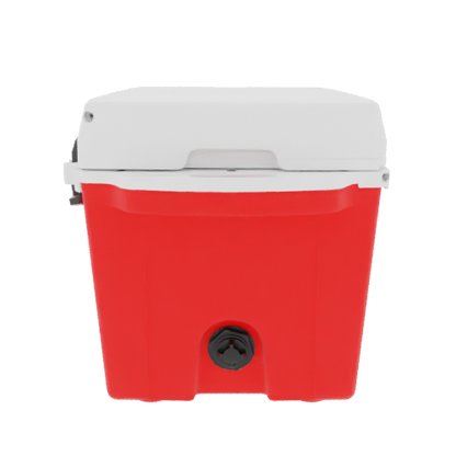 Taiga 27 Quart Red Cooler with White Lid – Rugged Camping & Fishing Ice Chest Built in the USA