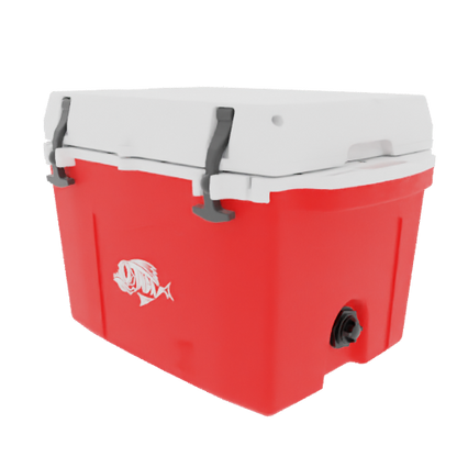 Taiga 27 Quart Red Cooler with White Lid – Rugged Camping & Fishing Ice Chest Built in the USA