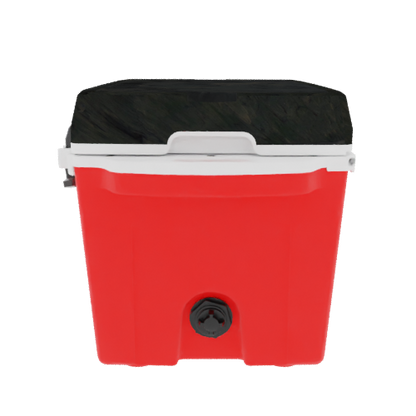 Taiga 27 Quart Red Cooler with Woodland Camo Lid – Rugged Camping & Fishing Ice Chest for the Outdoors
