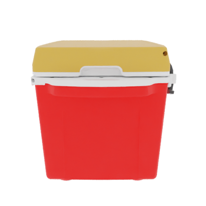 Taiga 27 Quart Red Cooler with Yellow Lid – Rugged Camping & Fishing Ice Chest Made in the USA