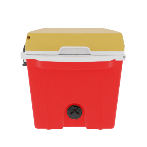 Taiga 27 Quart Red Cooler with Yellow Lid – Rugged Camping & Fishing Ice Chest Made in the USA