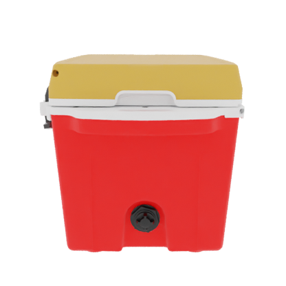 Taiga 27 Quart Red Cooler with Yellow Lid – Rugged Camping & Fishing Ice Chest Made in the USA