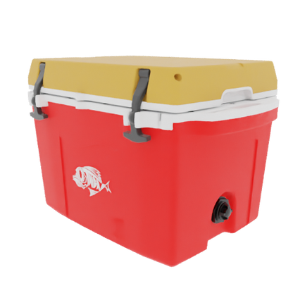 Taiga 27 Quart Red Cooler with Yellow Lid – Rugged Camping & Fishing Ice Chest Made in the USA