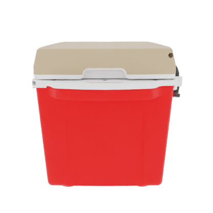 Taiga 27 Quart Red Cooler with Tan Lid – Rugged Tailgating Ice Chest Built in the USA