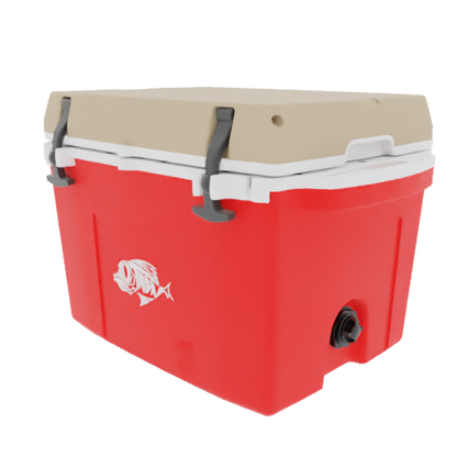 Taiga 27 Quart Red Cooler with Tan Lid – Rugged Tailgating Ice Chest Built in the USA