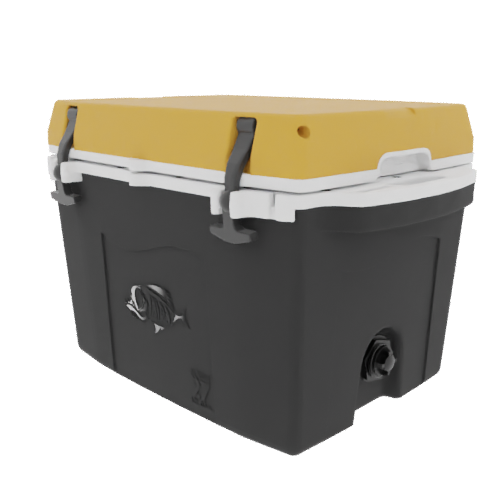 Taiga 27 Quart Black Cooler with Yellow Lid – Hard Sided Boating Ice Chest Made for Marine Environments