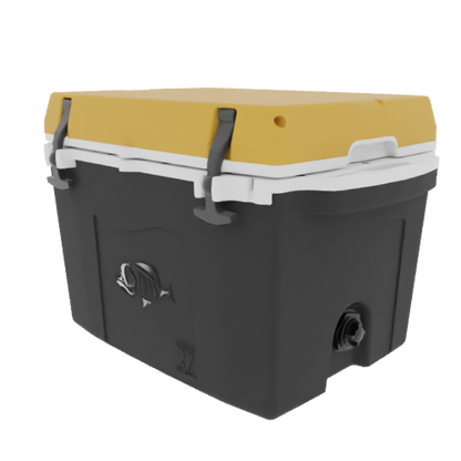 Taiga 27 Quart Black Cooler with Yellow Lid – Hard Sided Boating Ice Chest Made for Marine Environments