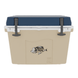 Taiga 27QT Hard Cooler – Tan Base with Blue Lid | Camping & Fishing Ice Chest