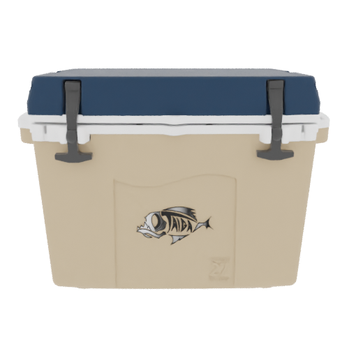 Taiga 27QT Hard Cooler – Tan Base with Blue Lid | Camping & Fishing Ice Chest