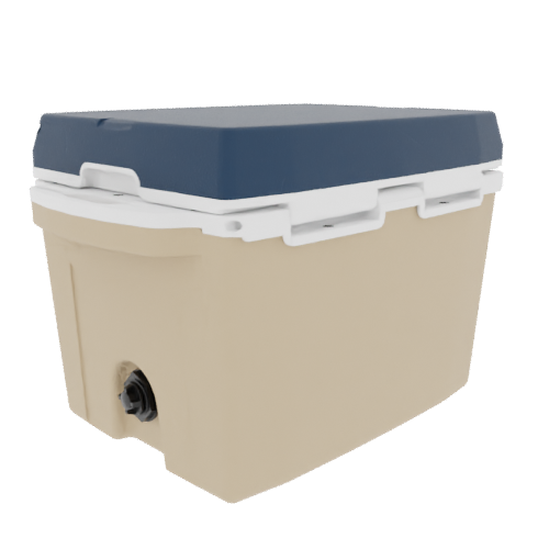 Taiga 27QT Hard Cooler – Tan Base with Blue Lid | Camping & Fishing Ice Chest
