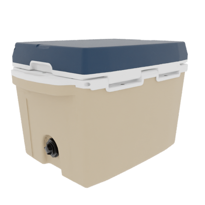 Taiga 27QT Hard Cooler – Tan Base with Blue Lid | Camping & Fishing Ice Chest