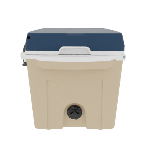 Taiga 27QT Hard Cooler – Tan Base with Blue Lid | Camping & Fishing Ice Chest