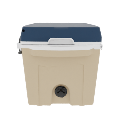 Taiga 27QT Hard Cooler – Tan Base with Blue Lid | Camping & Fishing Ice Chest