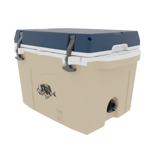 Taiga 27QT Hard Cooler – Tan Base with Blue Lid | Camping & Fishing Ice Chest