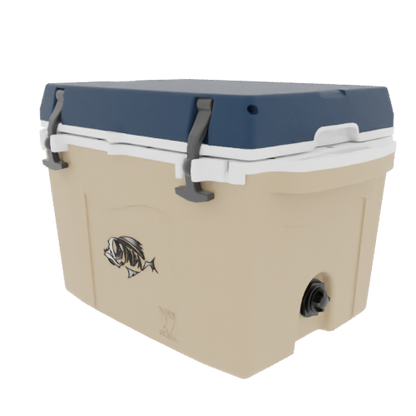 Taiga 27QT Hard Cooler – Tan Base with Blue Lid | Camping & Fishing Ice Chest