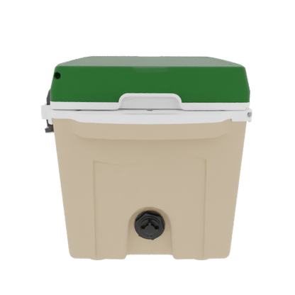 Taiga 27QT Hard Cooler – Tan Base with Green Lid | Tailgating Ice Chest