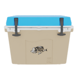 Taiga 27QT Hard Cooler – Tan Base with Blue Lid | Camping & Hunting Ice Chest
