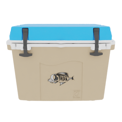 Taiga 27QT Hard Cooler – Tan Base with Blue Lid | Camping & Hunting Ice Chest