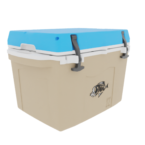 Taiga 27QT Hard Cooler – Tan Base with Blue Lid | Camping & Hunting Ice Chest