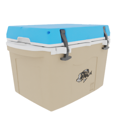 Taiga 27QT Hard Cooler – Tan Base with Blue Lid | Camping & Hunting Ice Chest