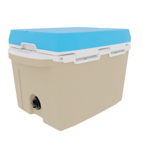 Taiga 27QT Hard Cooler – Tan Base with Blue Lid | Camping & Hunting Ice Chest