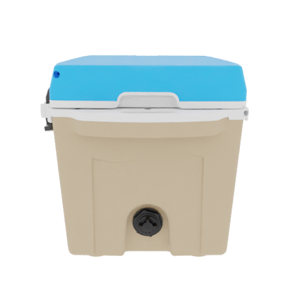 Taiga 27QT Hard Cooler – Tan Base with Blue Lid | Camping & Hunting Ice Chest