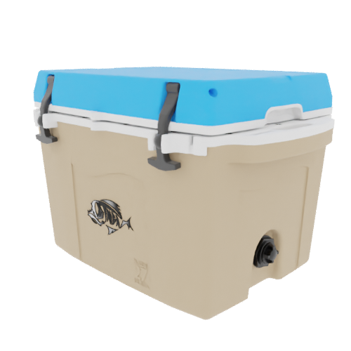 Taiga 27QT Hard Cooler – Tan Base with Blue Lid | Camping & Hunting Ice Chest