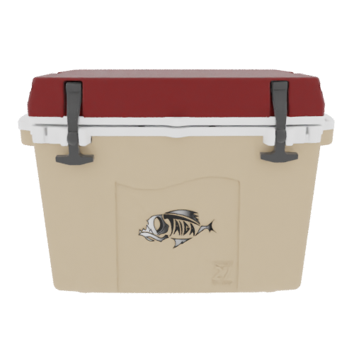 Taiga 27QT Hard Cooler – Tan Base with Maroon Lid | Durable Camping & Hunting Ice Chest