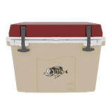 Taiga 27QT Hard Cooler – Tan Base with Maroon Lid | Durable Camping & Hunting Ice Chest