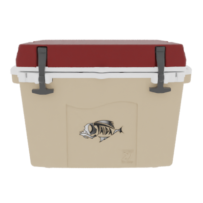 Taiga 27QT Hard Cooler – Tan Base with Maroon Lid | Durable Camping & Hunting Ice Chest