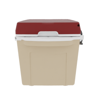 Taiga 27QT Hard Cooler – Tan Base with Maroon Lid | Durable Camping & Hunting Ice Chest