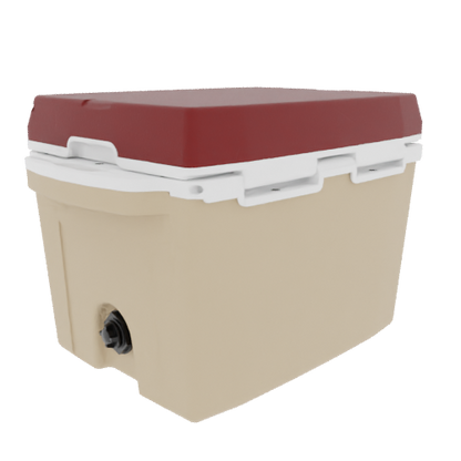 Taiga 27QT Hard Cooler – Tan Base with Maroon Lid | Durable Camping & Hunting Ice Chest