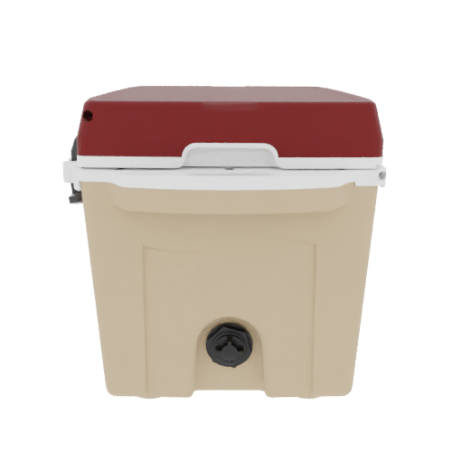 Taiga 27QT Hard Cooler – Tan Base with Maroon Lid | Durable Camping & Hunting Ice Chest
