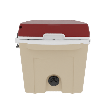Taiga 27QT Hard Cooler – Tan Base with Maroon Lid | Durable Camping & Hunting Ice Chest
