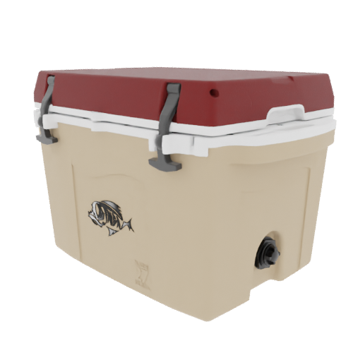 Taiga 27QT Hard Cooler – Tan Base with Maroon Lid | Durable Camping & Hunting Ice Chest
