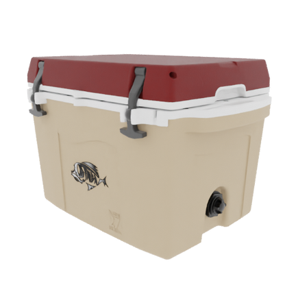Taiga 27QT Hard Cooler – Tan Base with Maroon Lid | Durable Camping & Hunting Ice Chest