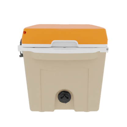 Taiga 27QT Hard Cooler – Tan Base with Orange Lid | Fishing & Hunting Ice Chest
