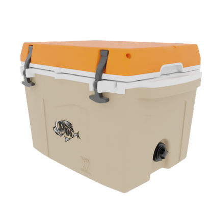 Taiga 27QT Hard Cooler – Tan Base with Orange Lid | Fishing & Hunting Ice Chest