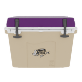 Taiga 27QT Hard Cooler – Tan Base with Purple Lid | Marine Ice Chest